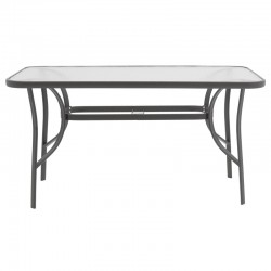 Ensure pakoworld table metal dark grey-glass 140x80x70cm