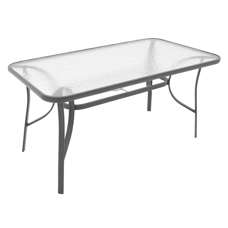 Ensure pakoworld table metal dark grey-glass 140x80x70cm