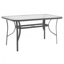 Ensure pakoworld table metal dark grey-glass 140x80x70cm