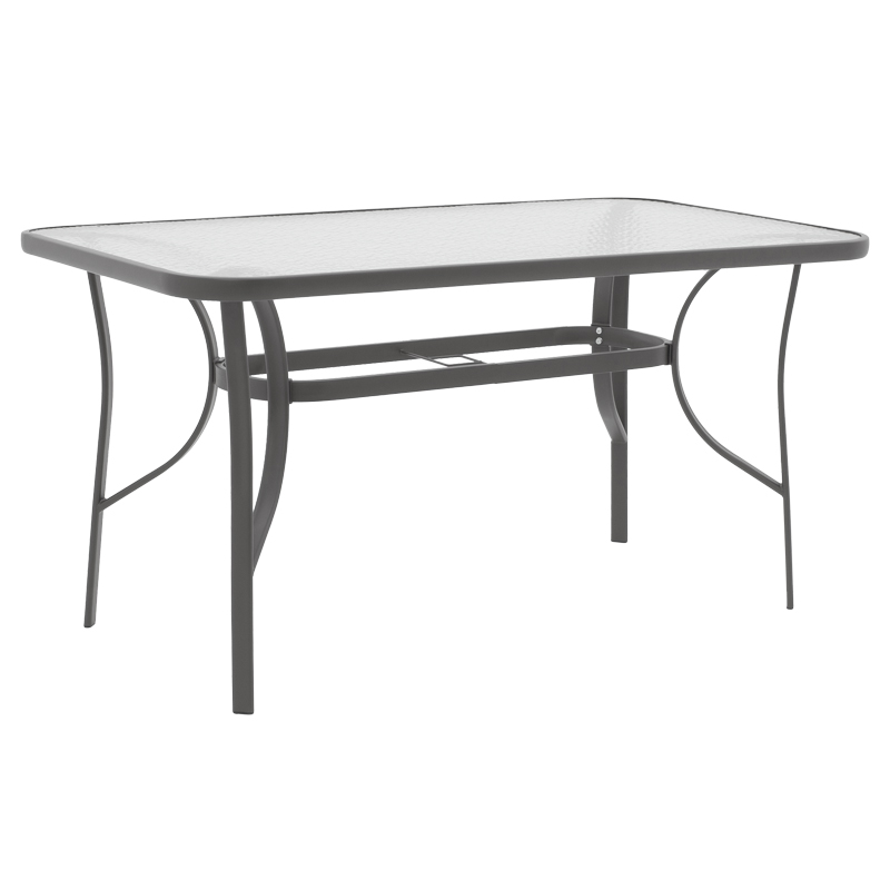 Ensure pakoworld table metal dark grey-glass 140x80x70cm