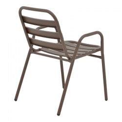 Armchair Sussie pakoworld stack brown metal with aluminium slats 45x62x76cm