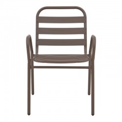 Armchair Sussie pakoworld stack brown metal with aluminium slats 45x62x76cm