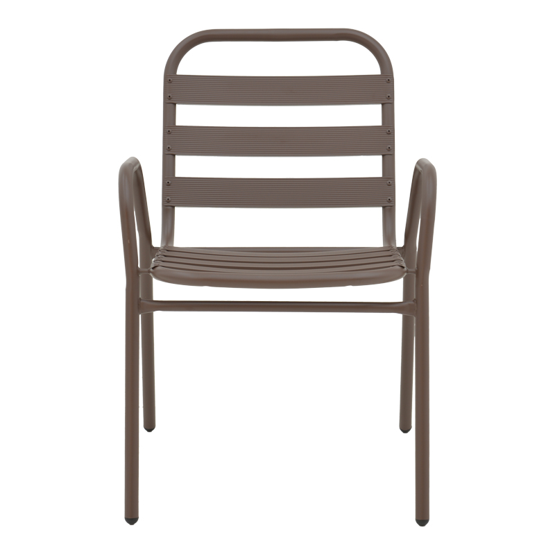 Armchair Sussie pakoworld stack brown metal with aluminium slats 45x62x76cm