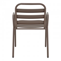 Armchair Sussie pakoworld stack brown metal with aluminium slats 45x62x76cm