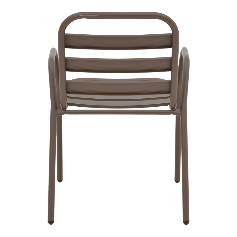 Armchair Sussie pakoworld stack brown metal with aluminium slats 45x62x76cm