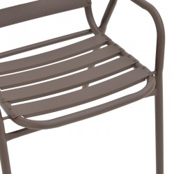 Armchair Sussie pakoworld stack brown metal with aluminium slats 45x62x76cm