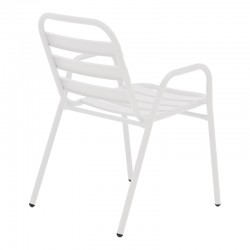 Armchair Sussie pakoworld stack white metal with aluminium slats 45x62x76cm