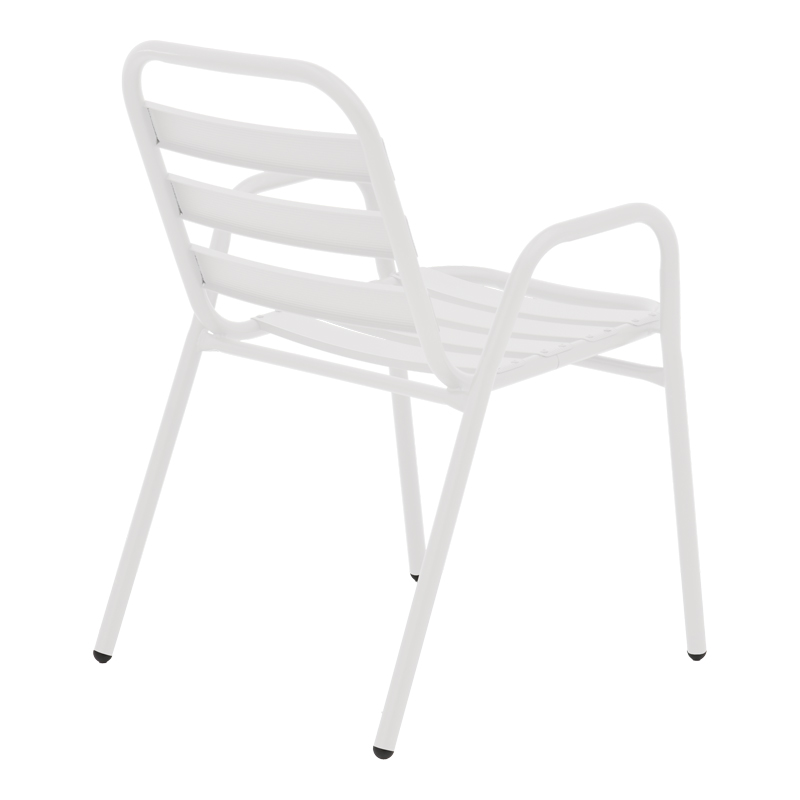 Armchair Sussie pakoworld stack white metal with aluminium slats 45x62x76cm