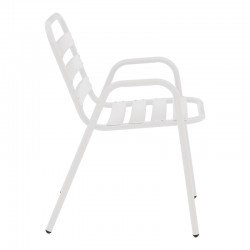 Armchair Sussie pakoworld stack white metal with aluminium slats 45x62x76cm