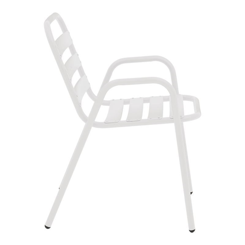 Armchair Sussie pakoworld stack white metal with aluminium slats 45x62x76cm