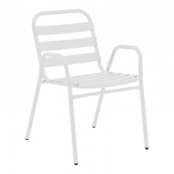 Armchair Sussie pakoworld stack white metal with aluminium slats 45x62x76cm