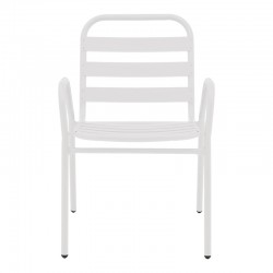 Armchair Sussie pakoworld stack white metal with aluminium slats 45x62x76cm