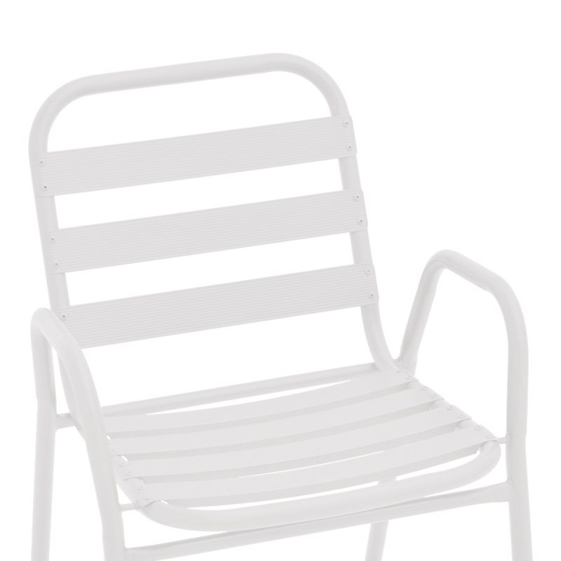 Armchair Sussie pakoworld stack white metal with aluminium slats 45x62x76cm