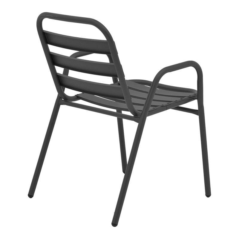 Armchair Sussie pakoworld stack dark grey metal with aluminium slats 45x62x76cm