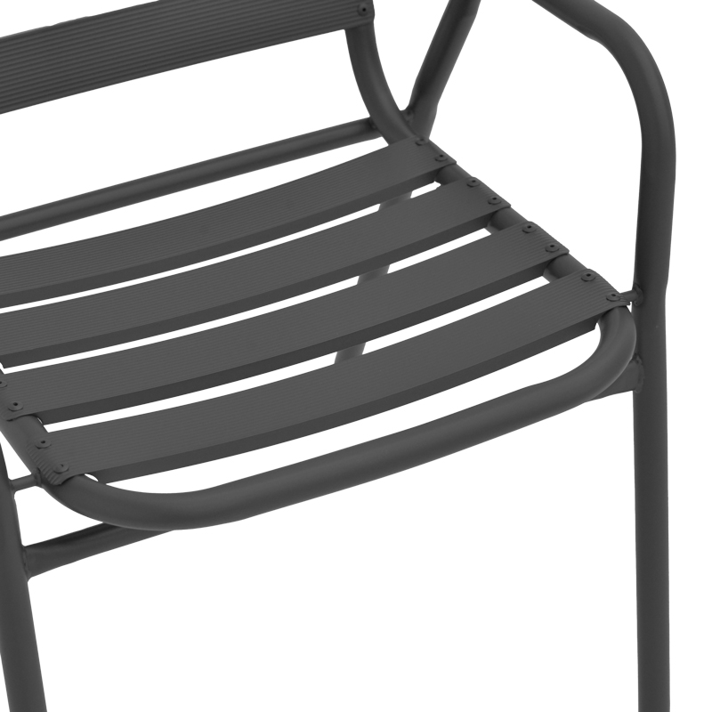 Armchair Sussie pakoworld stack dark grey metal with aluminium slats 45x62x76cm