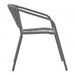 Lindaria pakoworld stackable metal-pe rattan armchair in dark grey color 54x63x74cm