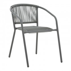 Lindaria pakoworld stackable metal-pe rattan armchair in dark grey color 54x63x74cm