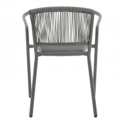 Lindaria pakoworld stackable metal-pe rattan armchair in dark grey color 54x63x74cm