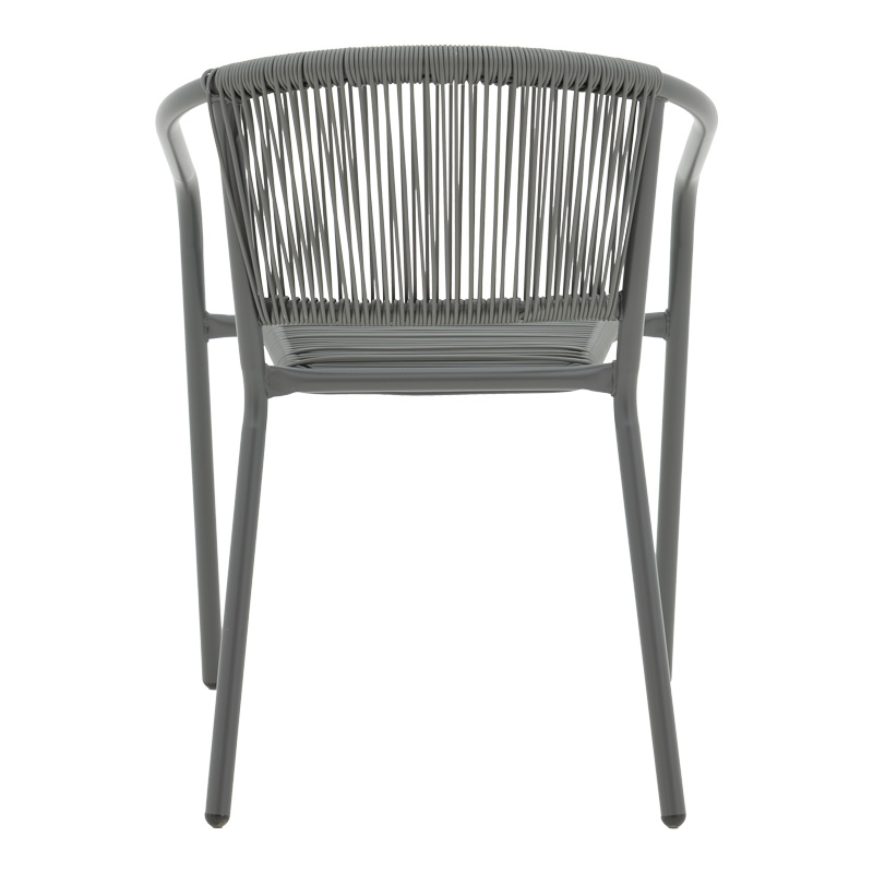 Lindaria pakoworld stackable metal-pe rattan armchair in dark grey color 54x63x74cm