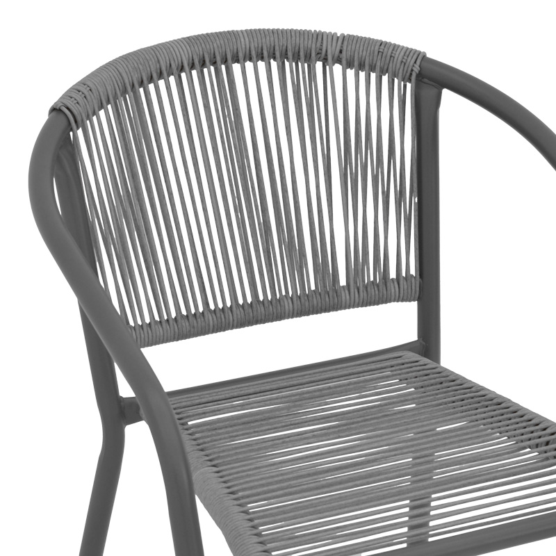 Lindaria pakoworld stackable metal-pe rattan armchair in dark grey color 54x63x74cm