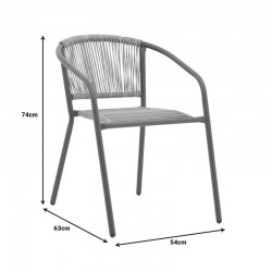 Πολυθρόνα Lindaria pakoworld στοιβαζόμενη μέταλλο σε ανθρακί και pe rattan σε φυσική απόχρωση 54x63x74εκ