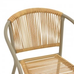 Lindaria pakoworld stackable aluminum armchair in champagne color and pe rattan in natural color 54x63x74cm