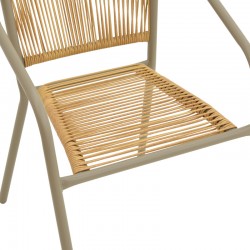 Lindaria pakoworld stackable aluminum armchair in champagne color and pe rattan in natural color 54x63x74cm