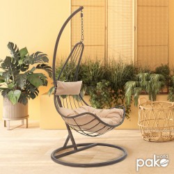 Naama pakoworld garden swing hanging metal-pe gray-cushion beige