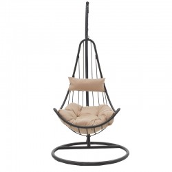 Naama pakoworld garden swing hanging metal-pe gray-cushion beige