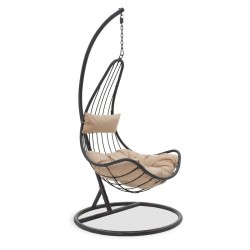 Naama pakoworld garden swing hanging metal-pe gray-cushion beige