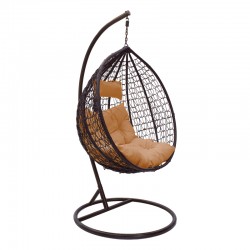 Zafer pakoworld swing hanging metal-pp brown-cushion beige 106x103x200cm