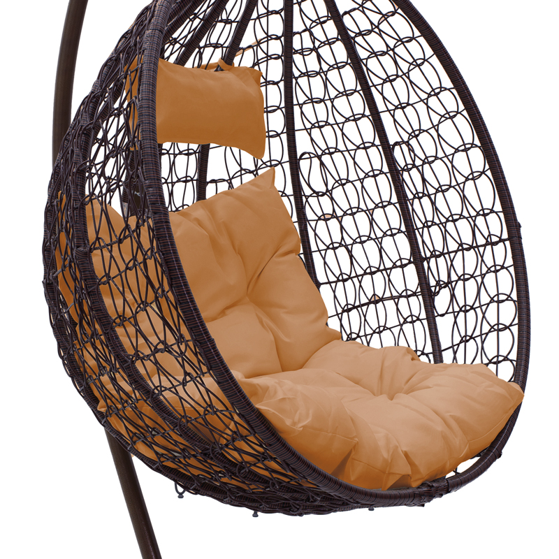 Zafer pakoworld swing hanging metal-pp brown-cushion beige 106x103x200cm