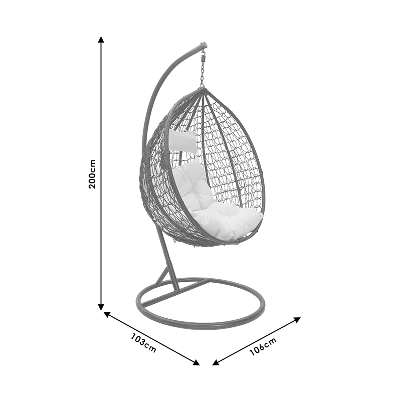 Zafer swing pakoworld hanging pp in natural color and black metal 106x103x200cm