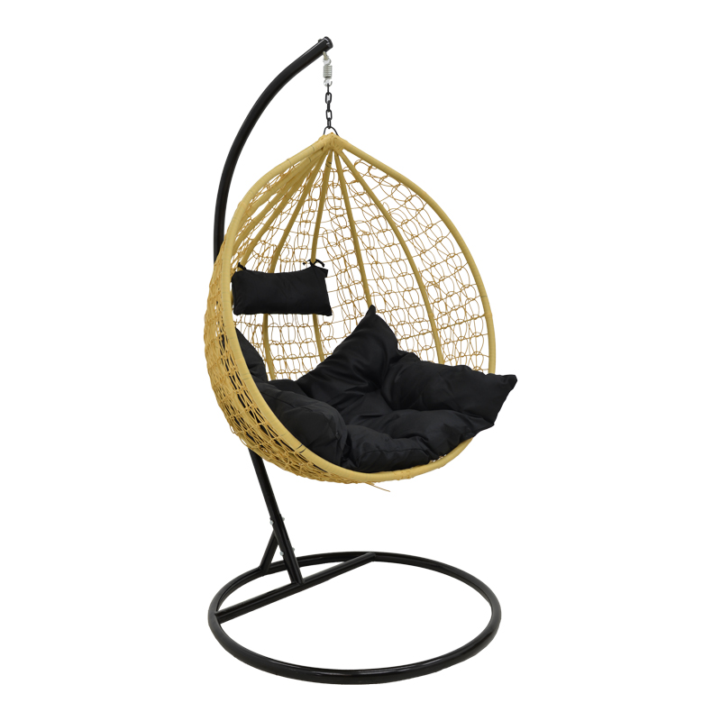 Zafer swing pakoworld hanging pp in natural color and black metal 106x103x200cm