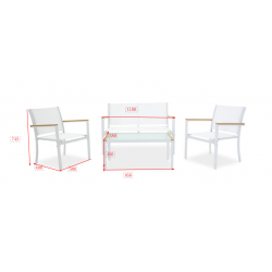 Garden lounge set 4pcs Jacie pakoworld metal-textilene white