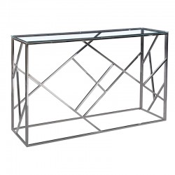 Console Mabs pakoworld silver stainless steel - glass 8mm 120x40x78cm