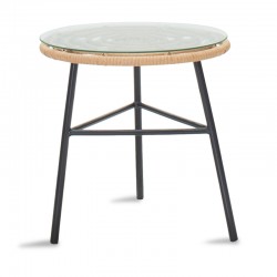 Table Gaus pakoworld metal black-pe natural-glass D45x46cm