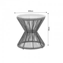 Table Mabil pakoworld rattan natural-glass D50x55cm
