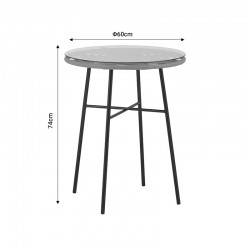 Dining table Felicia-Gaus pakoworld set of 3 pe rattan in natural shade-black metal Φ60x74cm