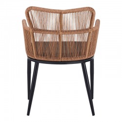 Naoki Pakoworld Armchair pe rattan -metal in Natural Finish with Black Legs/Cushion 59x62.5x78cm