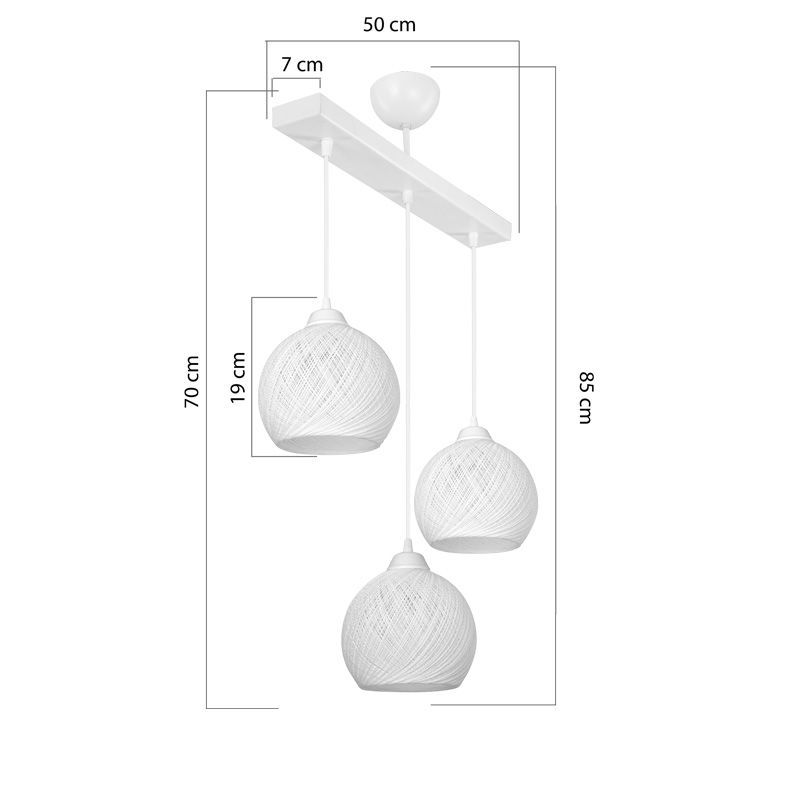 Three-light ceiling lamp PWL-0973 II pakoworld E27 white 50x18x85cm