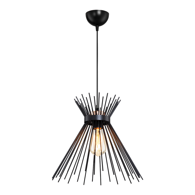 Single-light ceiling lamp Candle pakoworld E27 metal in black shade Φ20x33cm