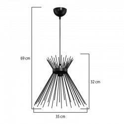 Single-light ceiling lamp Candle pakoworld E27 metal in black shade Φ20x33cm