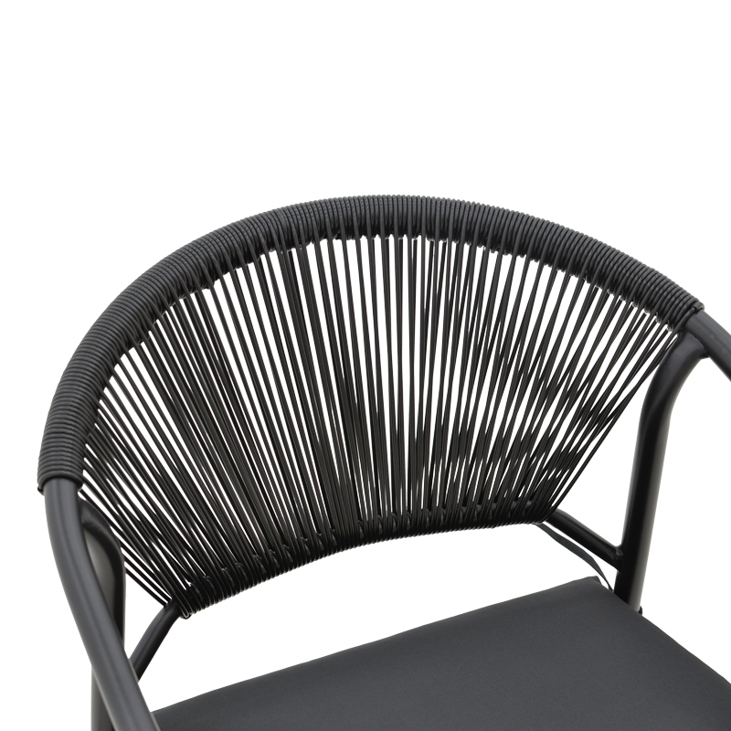 Armchair Jerqui pakoworld wicker rattan black-metal black legs-black cushion  60x64x78cm