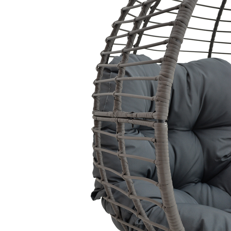 Armchair Nestie pakoworld wicker rattan grey-metal grey legs-grey cushion 99x91x156cm