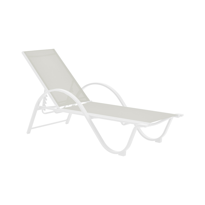 Lounger with arms Attain pakoworld aluminum and textilene in white shade 200x62x35cm