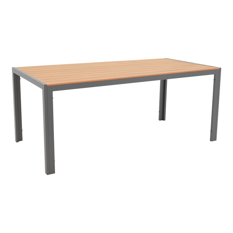 Τραπέζι Nares pakoworld αλουμίνιο ανθρακί-plywood φυσικό 180x90x72.5εκ