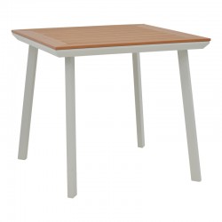 Τραπέζι Synergy pakoworld αλουμίνιο λευκό-plywood φυσικό 80x80x74εκ