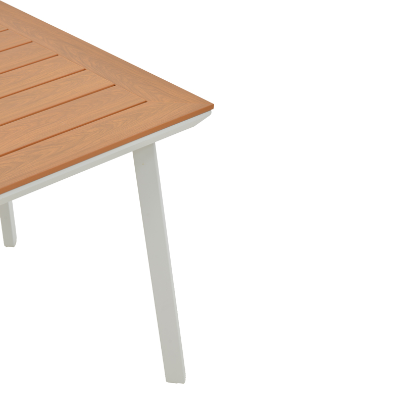 Τραπέζι Synergy pakoworld αλουμίνιο λευκό-plywood φυσικό 80x80x74εκ