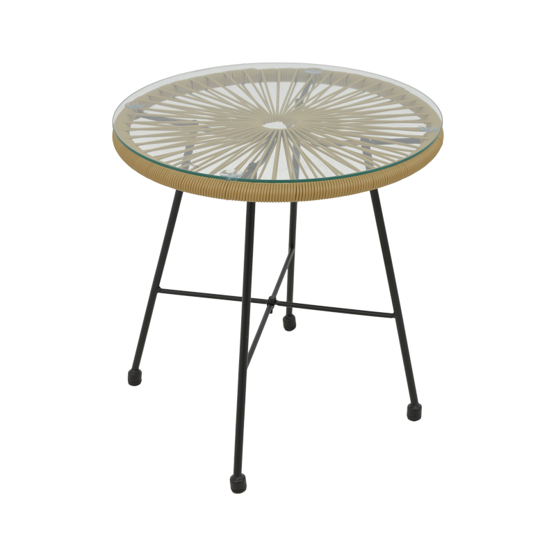 Acapulco pakoworld table black metal - pe rattan in natural shade D50x50cm